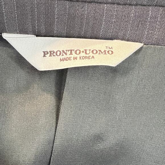 Pronto-Uomo 100% Wool Super 100's Suit Pants Mens Size 40 S Gray Pinstripe - Picture 11 of 15